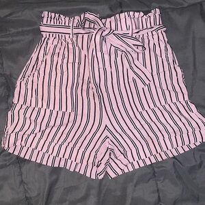 Pink and Black Striped Dressy Shorts